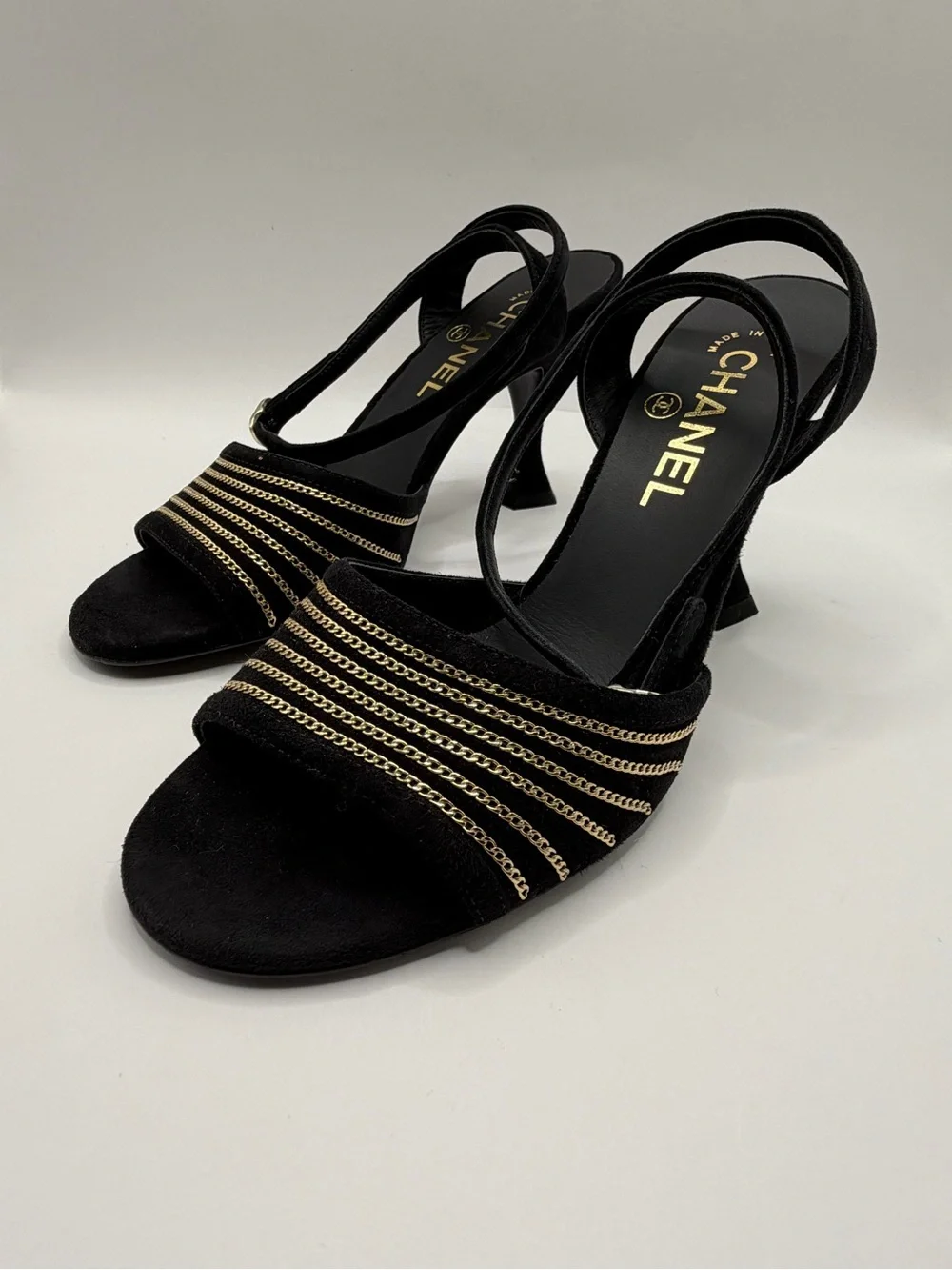 CHANEL black suede